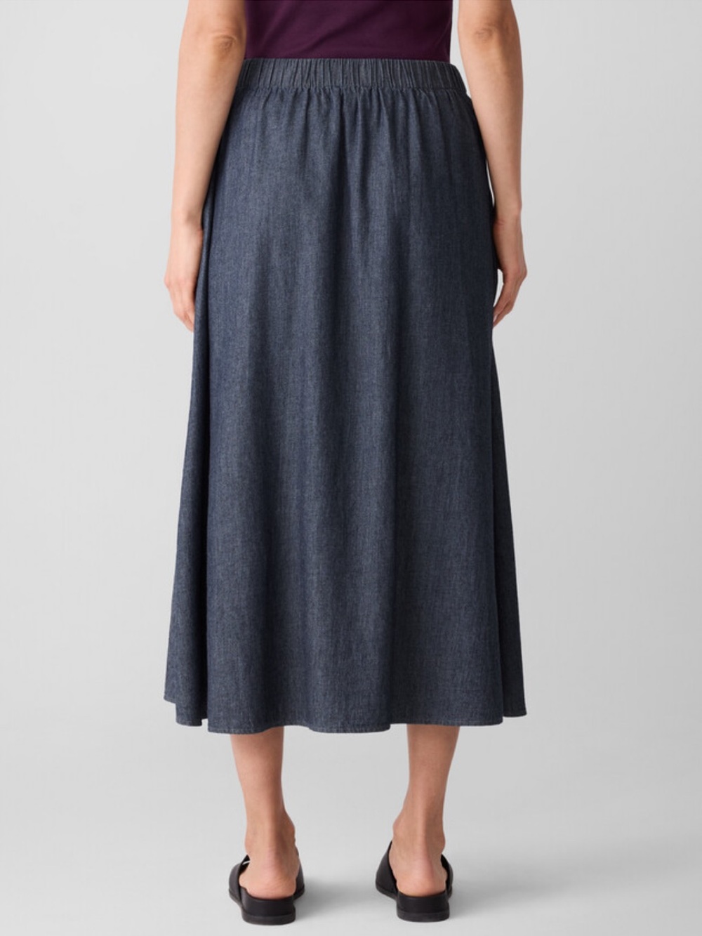 Eileen Fisher Chambray Midi Skirt - Picture 4 of 11
